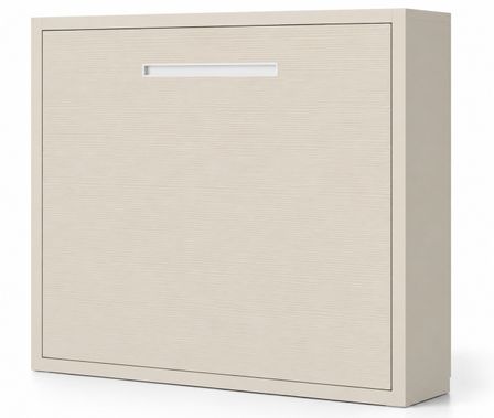 Lit escamotable horizontal MOLANE – Sommier à lattes - Poignée incurvée acier blanc 59 cm
