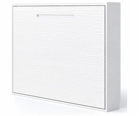 Lit escamotable horizontal MOLANE – Sommier à lattes - Poignée incurvée acier blanc 59 cm