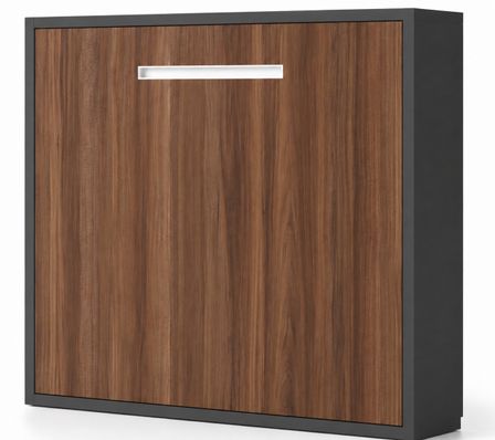 Lit escamotable horizontal MOLANE – Sommier à lattes - Poignée incurvée acier blanc 59 cm