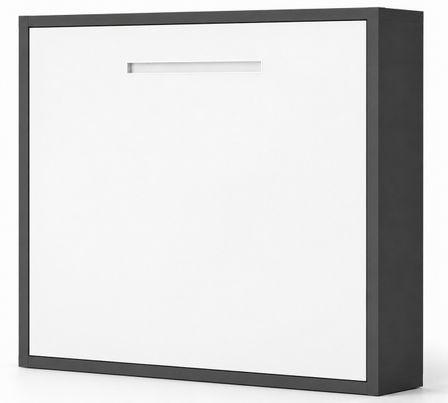 Lit escamotable horizontal MOLANE – Sommier à lattes - Poignée incurvée acier blanc 59 cm
