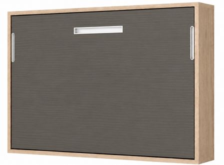 Lit escamotable horizontal MOLANE – Sommier à lattes - Poignée incurvée acier blanc 59 cm