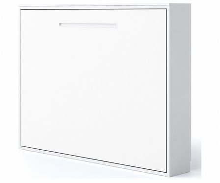 Lit escamotable horizontal MOLANE – Sommier à lattes - Poignée incurvée acier blanc 59 cm