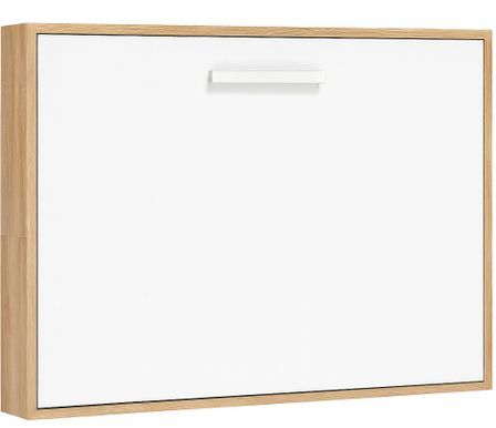 Lit escamotable horizontal OPTIMA - Sommier à lattes - Poignée acier blanc 36 cm