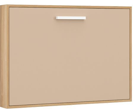 Lit escamotable horizontal OPTIMA - Sommier à lattes - Poignée acier blanc 36 cm
