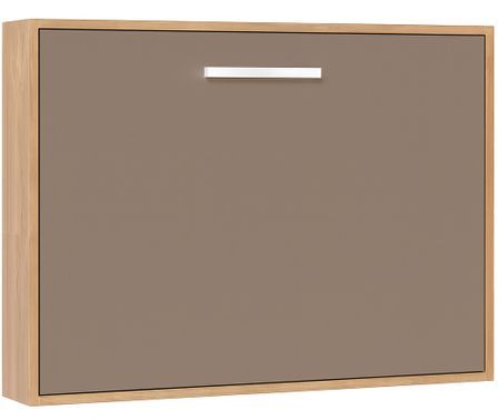 Lit escamotable horizontal OPTIMA - Sommier à lattes - Poignée acier blanc 36 cm