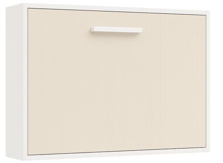 Lit escamotable horizontal OPTIMA - Sommier à lattes - Poignée acier blanc 36 cm