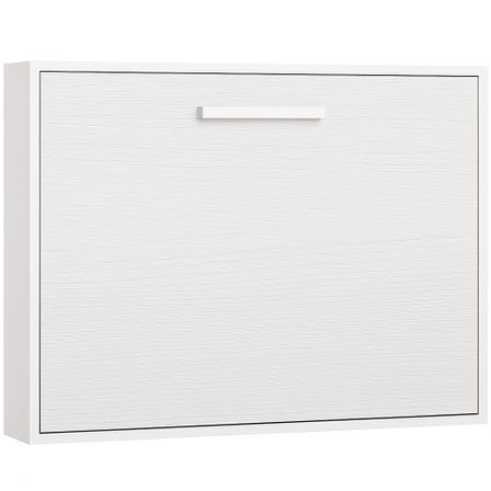 Lit escamotable horizontal OPTIMA - Sommier à lattes - Poignée acier blanc 36 cm