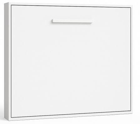 Lit escamotable horizontal OPTIMA - Sommier à lattes - Poignée acier blanc 36 cm