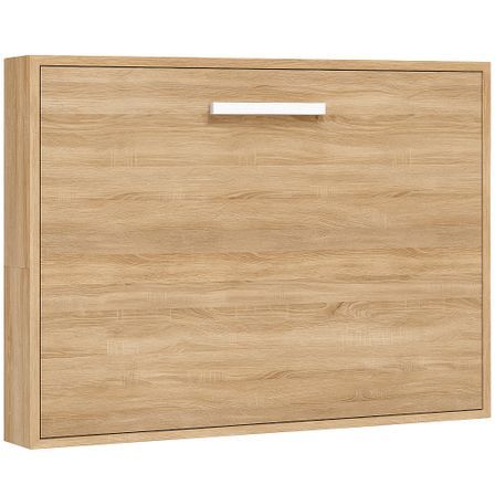 Lit escamotable horizontal OPTIMA - Sommier à lattes - Poignée acier blanc 36 cm
