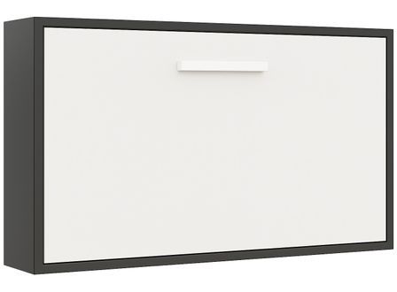 Lit escamotable horizontal OPTIMA - Sommier à lattes - Poignée acier blanc 36 cm