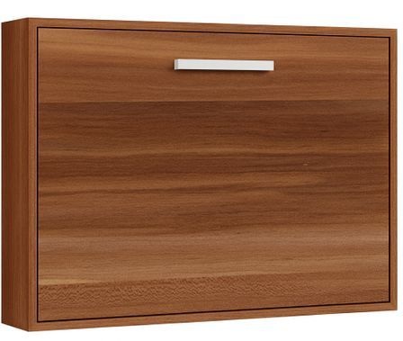 Lit escamotable horizontal OPTIMA - Sommier à lattes - Poignée acier blanc 36 cm
