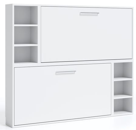 Lit escamotable superposé horizontal 2 couchages 80x190 étagères Binka