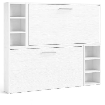 Lit escamotable superposé horizontal avec étagères BINKA