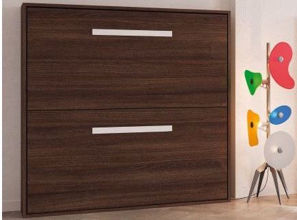 Lit escamotable superposé noyer 2 couchages 90x190 cm Spaky