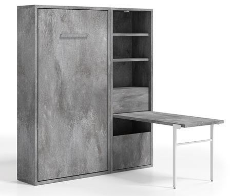 Lit escamotable vertical 120x190 cm avec armoire et bureau Kampo