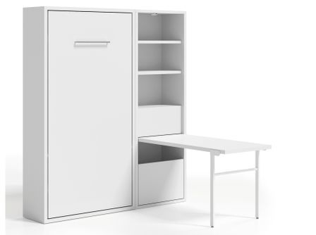 Lit escamotable vertical 120x200 cm avec armoire et bureau Kampo