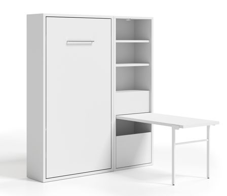 Lit escamotable vertical 140x190 cm avec armoire et bureau Kampo