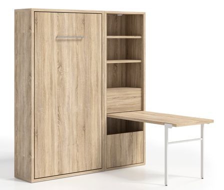 Lit escamotable vertical 160x200 cm avec armoire et bureau Kampo