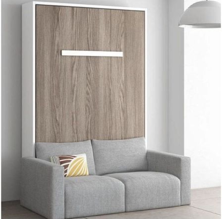Lit escamotable vertical 90x190 cm avec canapé tissu Kimber