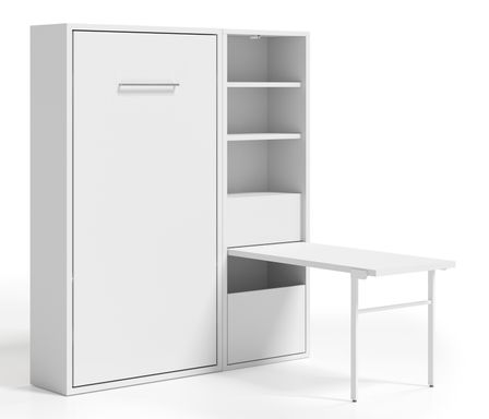 Lit escamotable vertical 90x200 cm avec armoire et bureau Kampo