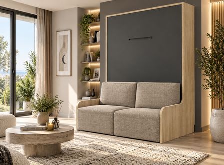 Lit escamotable vertical autoporteur avec banquette KOZZA – Sans fixation murale