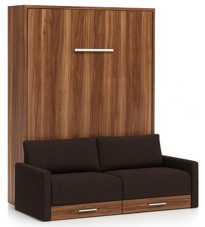Lit escamotable vertical à tiroirs et canapé tissu VALENCIA
