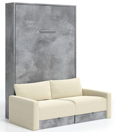 Lit escamotable vertical à tiroirs et canapé tissu VALENCIA