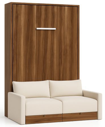 Lit escamotable vertical à tiroirs et canapé tissu VALENCIA