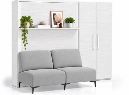 Lit escamotable vertical avec canapé, étagère automatique & armoire de rangement MARKO – Haut de gamme