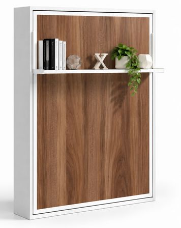Lit escamotable vertical avec étagère ouverture synchronisée HABITAT – Sommier inclus & ouverture assistée - Usage intensif