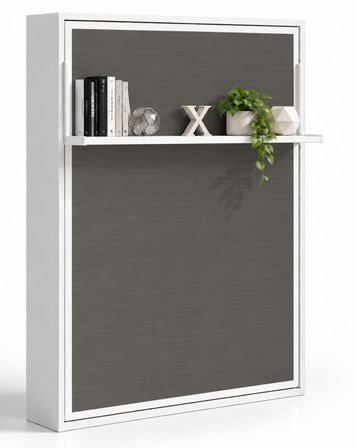 Lit escamotable vertical avec étagère ouverture synchronisée HABITAT – Sommier inclus & ouverture assistée - Usage intensif