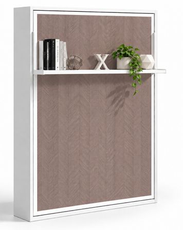 Lit escamotable vertical avec étagère ouverture synchronisée HABITAT – Sommier inclus & ouverture assistée - Usage intensif