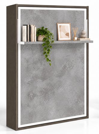 Lit escamotable vertical avec étagère ouverture synchronisée HABITAT – Sommier inclus & ouverture assistée - Usage intensif