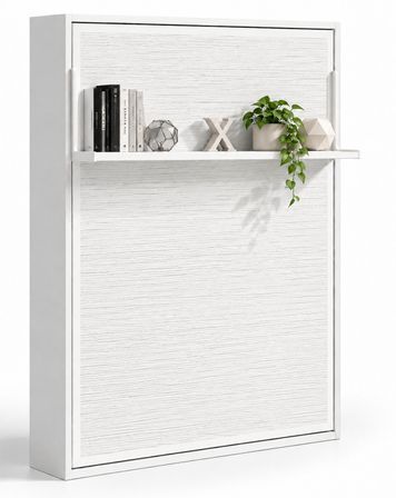 Lit escamotable vertical avec étagère ouverture synchronisée HABITAT – Sommier inclus & ouverture assistée - Usage intensif