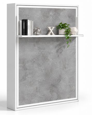 Lit escamotable vertical avec étagère ouverture synchronisée HABITAT – Sommier inclus & ouverture assistée - Usage intensif