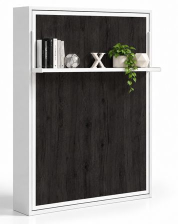 Lit escamotable vertical avec étagère ouverture synchronisée HABITAT – Sommier inclus & ouverture assistée - Usage intensif