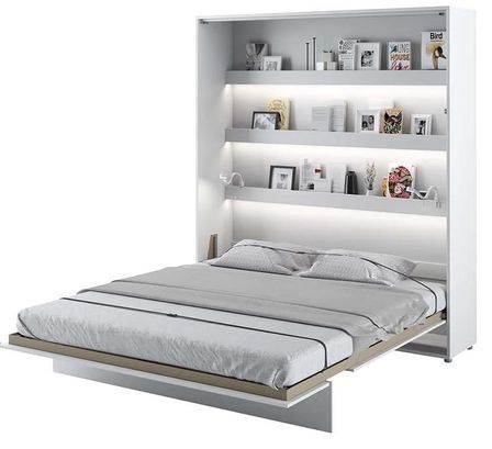 Lit escamotable vertical avec étagères blanc mat Noby 140x200 cm