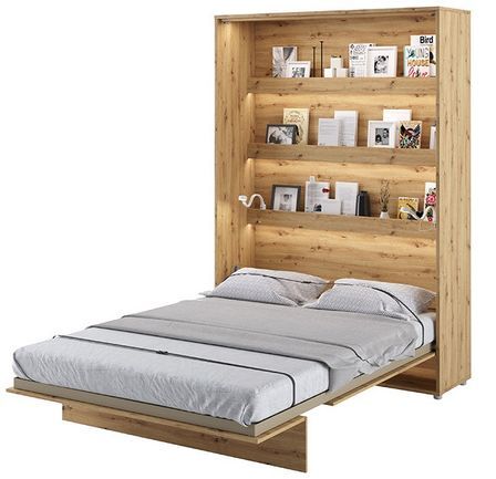 Lit escamotable vertical avec étagères chêne artisan Noby 120x200 cm