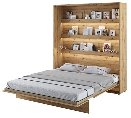 Lit escamotable vertical avec étagères chêne artisan Noby 180x200 cm