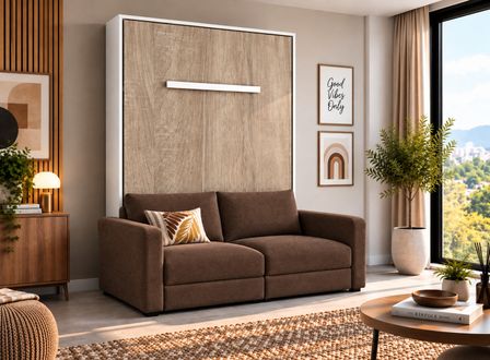 Lit escamotable vertical KIMBER avec canapé tissu intégré