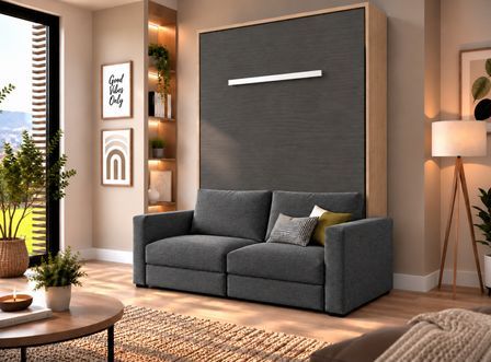 Lit escamotable vertical KIMBER avec canapé tissu intégré