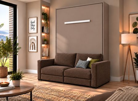 Lit escamotable vertical KIMBER avec canapé tissu intégré