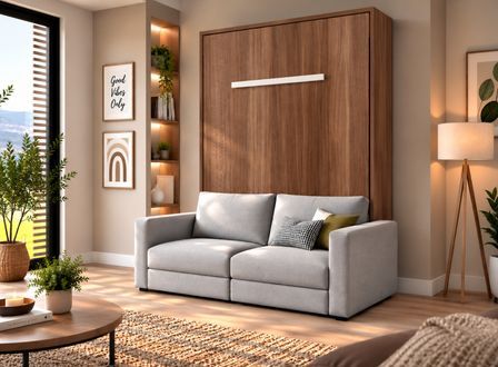 Lit escamotable vertical KIMBER avec canapé tissu intégré