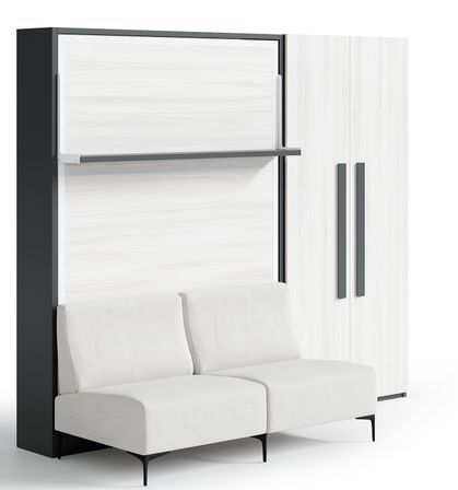 Lit escamotable verticale avec canapé et armoire Marko 90x190