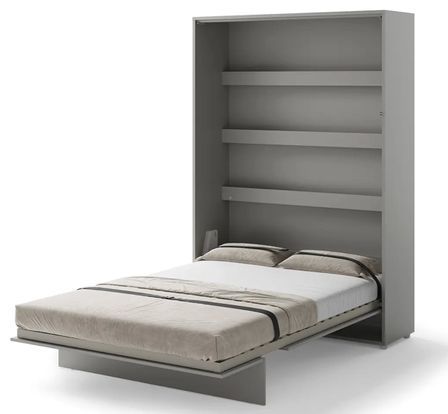 Lit escamotables avec étagères NOBY - Sommier à lattes en bois