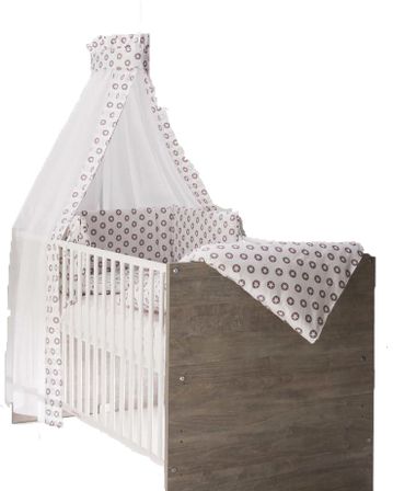 Lit évolutif à barreaux bois driftwood blanc et naturel Switch 70