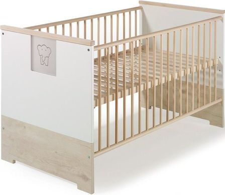 Lit évolutif à barreaux chêne naturel et blanc Eco Slide 60