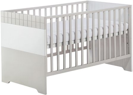 Lit évolutif à barreaux laqué blanc et taupe Joy 70