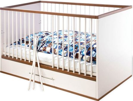 Lit évolutif bébé bois blanc et noyer foncé Tuula 70x140 cm