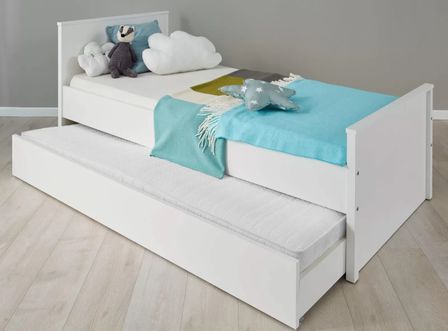 Lit gigogne 90x200 cm mélaminé blanc Leone